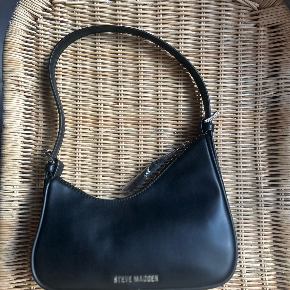 Steve Madden Asymetical Sleek Black Shoulder Bag NWT
